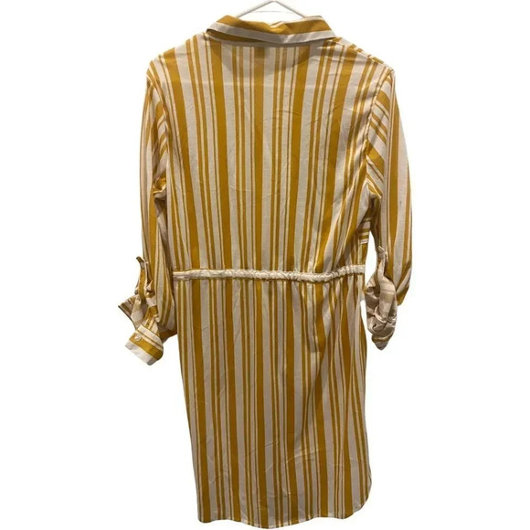 NWOT striped yellow casual shirt dress - cinched waist - Picture 5 of 5